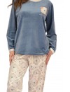 Pijama de Mujer Sónia Tejido Polar Bordado Osito (Azul)