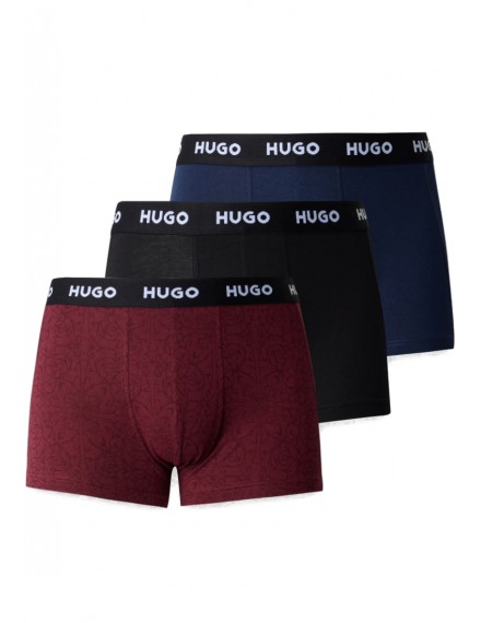 Bóxer Hugo Triplet Design -3 Pack- Cotton Stretch (Negro, Marino y Fantasía)