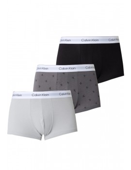 Bóxer Calvin Klein -3 Pack- Icon Cotton Stretch (Gris, Negro y Gris Fantasía)