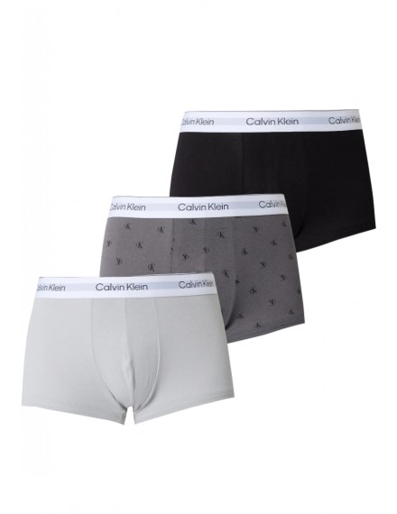 Bóxer Calvin Klein -3 Pack- Intense Power Microfibra (Negro Logo Blanco, Azul y Gris)