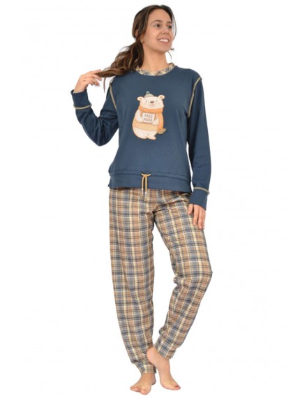 Pijama de Mulher Sónia Tecido Felpa Estampado Lhama (Granate)