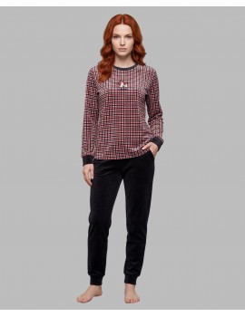 Pijama de Mujer Señoretta Terciopelo Estampado Cuadros (Marengo)