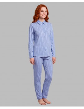Pijama de Mujer Señoretta Abierto 100% Algodón Estampado (Azul)
