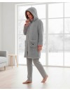 Bata de Mujer Señoretta de Coralina Bordada con Capucha (Gris)
