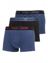 Boxer Hugo -3 Pack- Design Algodão Stretch (Cinza, Preto e Cinza Fantasia)