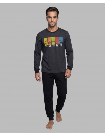 Pijama de Hombre Soy de Algodón Estampado Muppets (Gris)