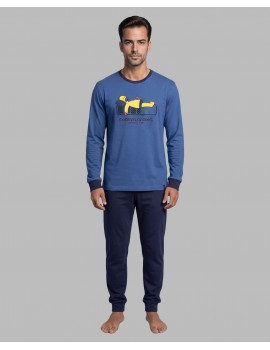 Pijama de Hombre Soy 100% Algodón Estampado Homer Simpson (Azul)