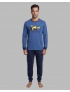 Pijama masculino Sónia Tecido Felpa Bordado Vespa (Marinho)