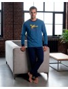 Pijama de Hombre Soy 100% Algodón Estampado Homer Simpson (Azul)