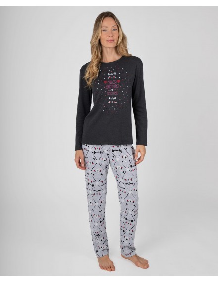 Pijama feminino Massana Tecido Misto Estampado Noite (Verde)