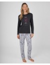 Pijama de mujer Massana de algodón con estampado gráfico (Carbón)