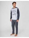 Pijama de Hombre Massana con Estampado Musical (Gris)