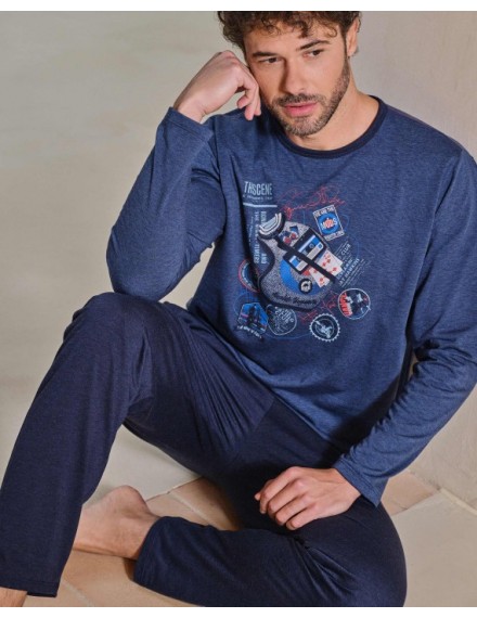 Pijama de Hombre Massana Algodón Estampado Casco (Marino)