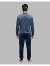 Pijama masculino Sónia Tecido Felpa Bordado Vespa (Marinho)
